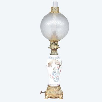 Lampe Carcel à Pétrole époque XIXème Sur Vase Canton 