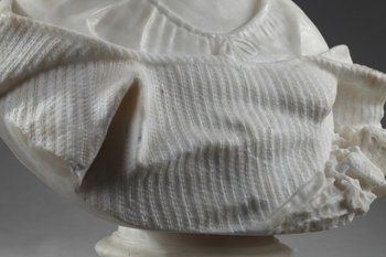 Alabaster Sculpture : Bust Of A Young Girl, 19th Century