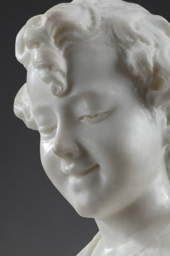 Alabaster Sculpture : Bust Of A Young Girl, 19th Century