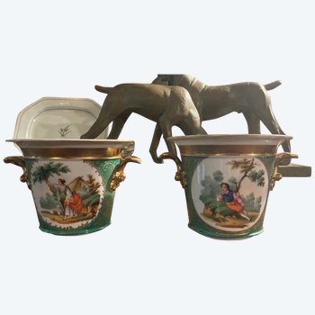 Paire de cache-pots - Porcelaine de Paris - Vers 1840