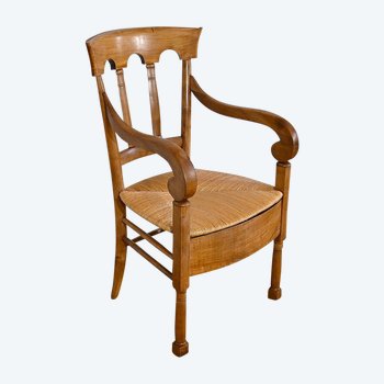 Solid cherry wood armchair, Empire period - Early 19th century