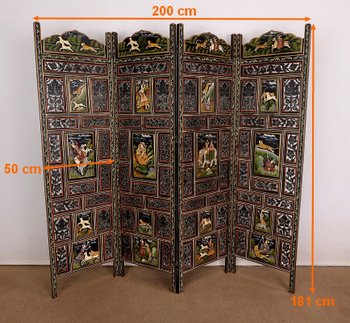 Four Leaf Indian Screen, Rajasthan - Early 20th century