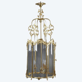 Large Louis XV Style Lantern In Gilt Bronze