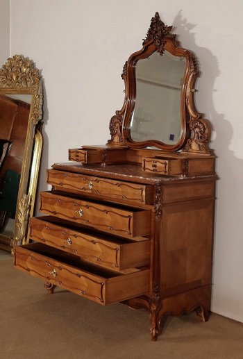Commode Psyché en Noyer, Maison Guinand-Leglas, style Rocaille – 1900