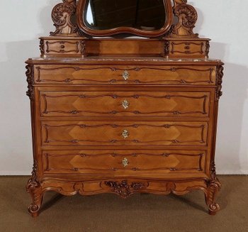 Commode Psyché en Noyer, Maison Guinand-Leglas, style Rocaille – 1900