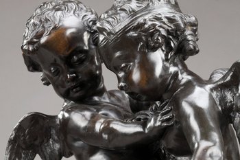 Bronze-Gruppe : Zwei Liebende, die sich um ein Herz streiten