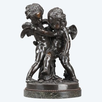 Bronze Group: Two Lovers Fighting Over a Heart