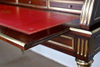 Important Bureau Cylindre en Acajou, style Louis XVI, époque Napoléon III – 2ème moitié XIXe