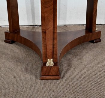 Pedestal table in mahogany burl, Empire style, Return from Egypt - End of XIXth century