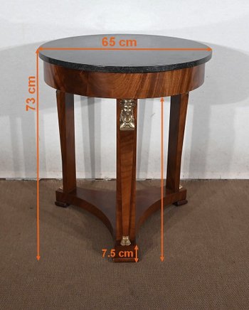 Pedestal table in mahogany burl, Empire style, Return from Egypt - End of XIXth century