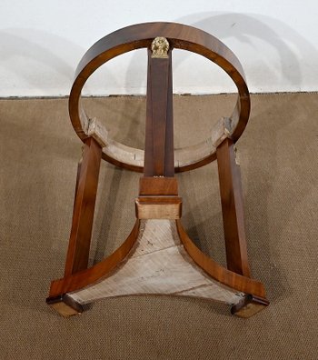 Pedestal table in mahogany burl, Empire style, Return from Egypt - End of XIXth century