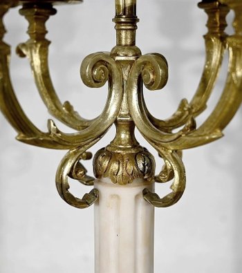 Paire de Chandeliers en Bronze doré, style Louis XVI – 2ème moitié XIXe