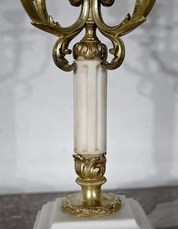 Paire de Chandeliers en Bronze doré, style Louis XVI – 2ème moitié XIXe