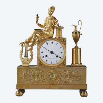 Empire clock : La Fileuse, Signed Rossel