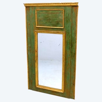Louis XVI period Trumeau In Green And Gilded Lacquered Wood