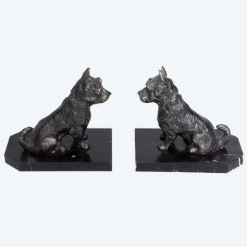 Art Deco Dog Bookends With Griffins (pair) By Moreau