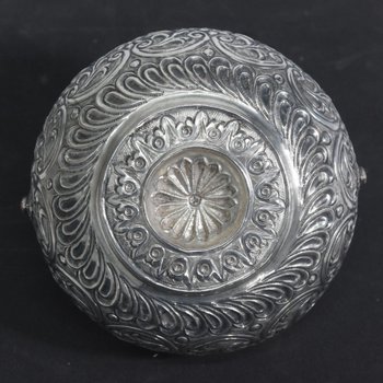 Orientalische Schale Aus Silber Und Koralle Massivsilber
