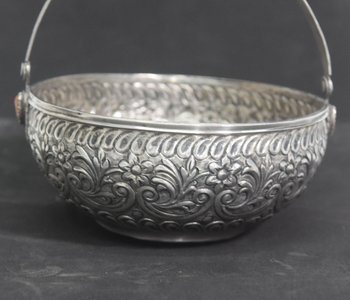 Orientalische Schale Aus Silber Und Koralle Massivsilber