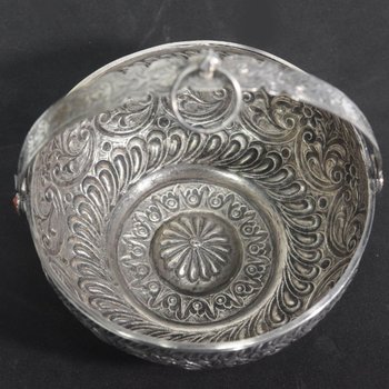 Orientalische Schale Aus Silber Und Koralle Massivsilber