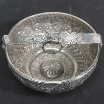 Orientalische Schale Aus Silber Und Koralle Massivsilber