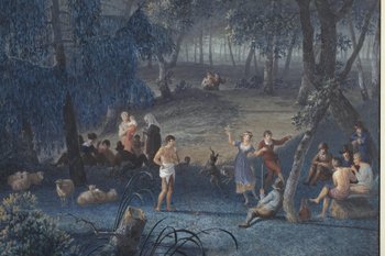 Paysage Au Moulin Et Pastorale, Gouaches Sur Papier