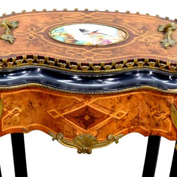 Jardinière Napoléon III Placca intarsiata di porcellana XIX secolo