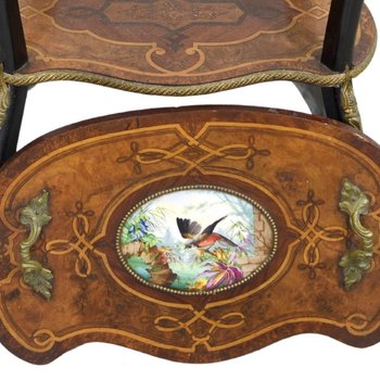Jardinière Napoléon III Placca intarsiata di porcellana XIX secolo