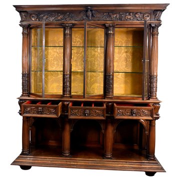 Renaissance Style Carved Showcase In Walnut