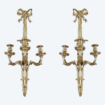 Paire De Grandes Appliques De Style Louis XVI