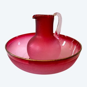 Nécessaire de toilette en cristal rouge rubis Baccarat /St Louis