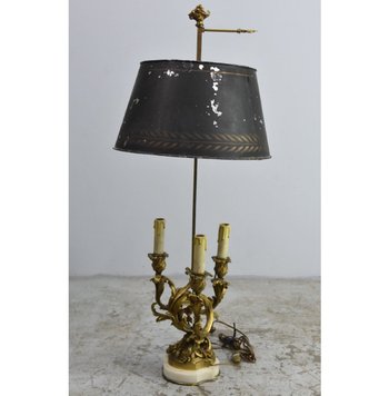 Lampada Bouillotte in Stile Luigi XV, Base in Marmo Bianco