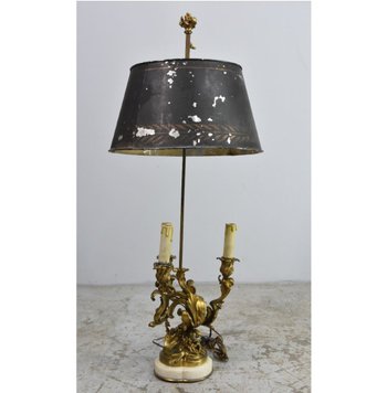 Lampada Bouillotte in Stile Luigi XV, Base in Marmo Bianco