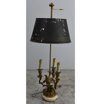 Lampada Bouillotte in Stile Luigi XV, Base in Marmo Bianco