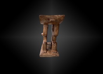 Important SEAT depicting a CARIATIDE COUPLE Ashanti Culture, Ghana