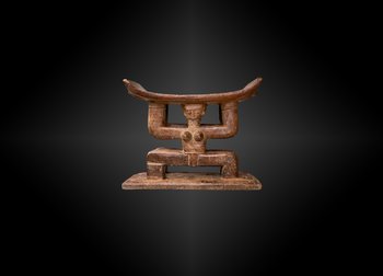 Important SEAT depicting a CARIATIDE COUPLE Ashanti Culture, Ghana