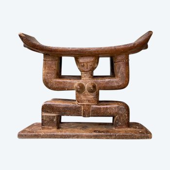 Important SEAT depicting a CARIATIDE COUPLE Ashanti Culture, Ghana