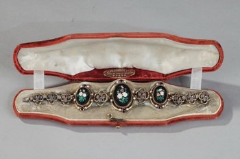 Silber Armband mit Mikro-Mosaik Medaillons Dekor