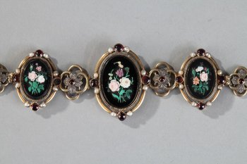 Silber Armband mit Mikro-Mosaik Medaillons Dekor
