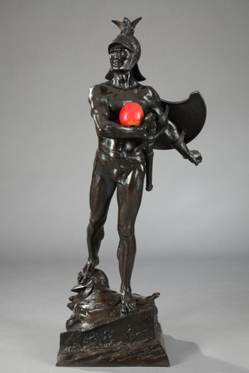 Scultura in bronzo "Il Guerriero" di Auguste de Wever