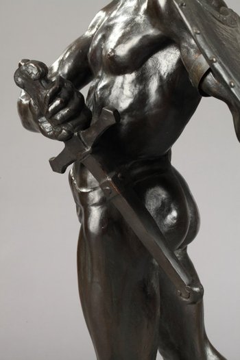 Scultura in bronzo "Il Guerriero" di Auguste de Wever