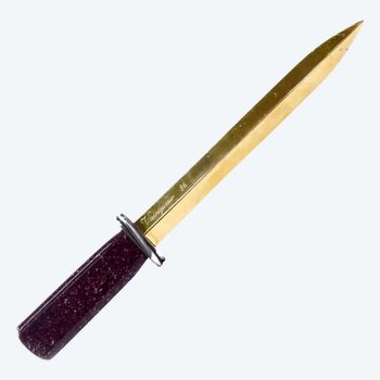 Cartier Letter Opener Golden Blade Porphyry Handle