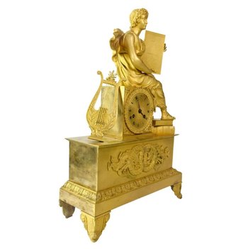 Restoration period clock in gilt bronze 19th century