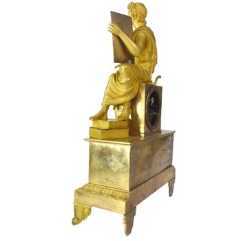 Restoration period clock in gilt bronze 19th century