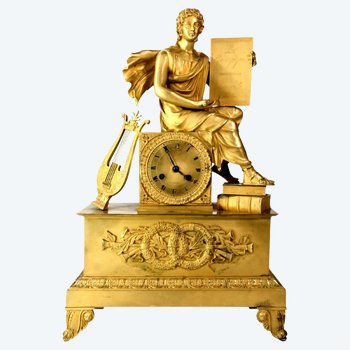 Restoration period clock in gilt bronze 19th century