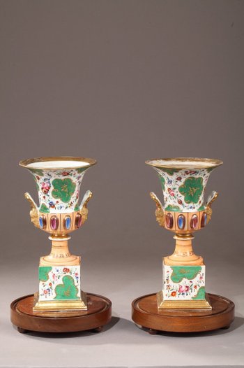 Medici Vases In Porcelain Of The Louis-Philippe Period