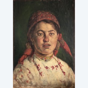 Olio su tavola, scuola russa "La zingara",