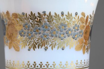 Pair Of Opaline Medici Vases With Desvignes Decoration
