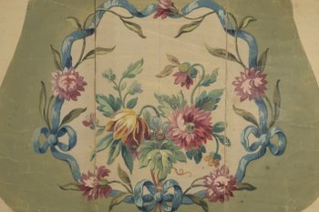 Cartone arazzo Aubusson con medaglione a nastro