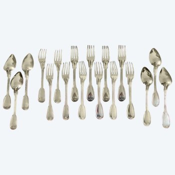 Elegant silver-plated menagère Filet of the House Ruolz of Napoleon III period