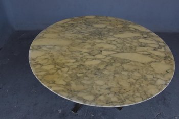 Vintage Table 1970 Brushed Metal And Marble O. Borsani